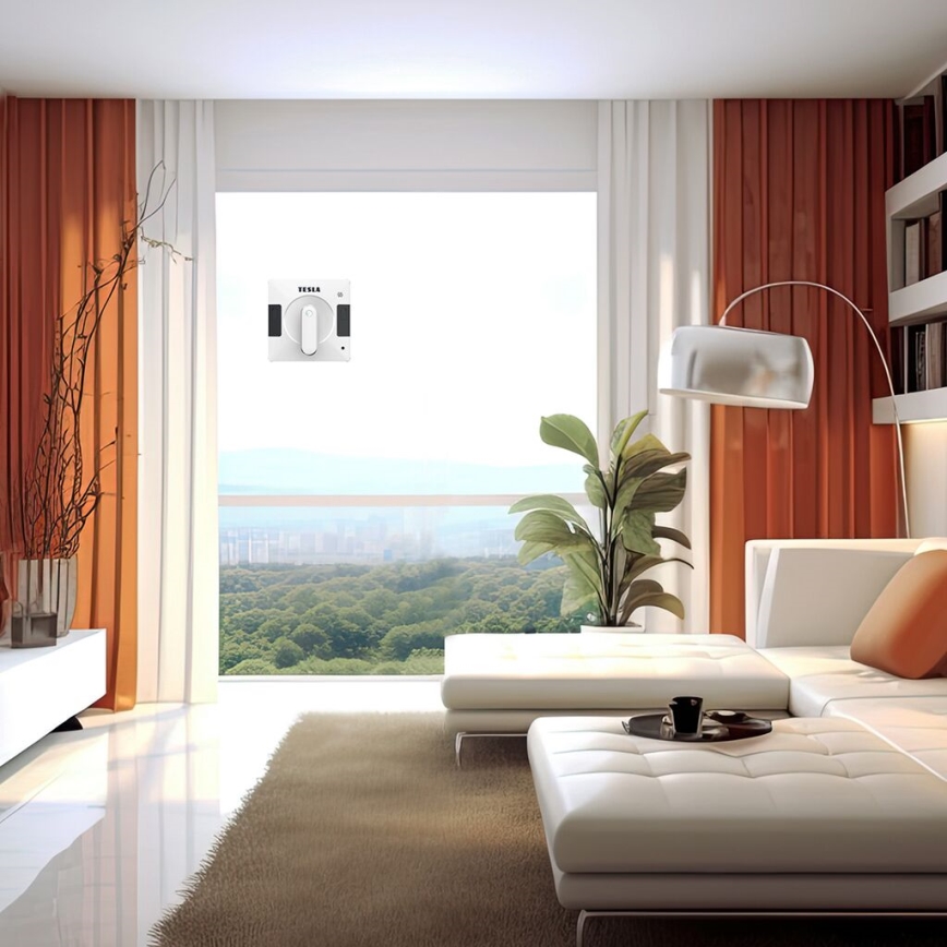 TESLA Electronics RoboStar - Nettoyeur de vitres connecté avec double pulvérisation d'eau 72W/230V/500 mAh Wi-Fi + télécommande