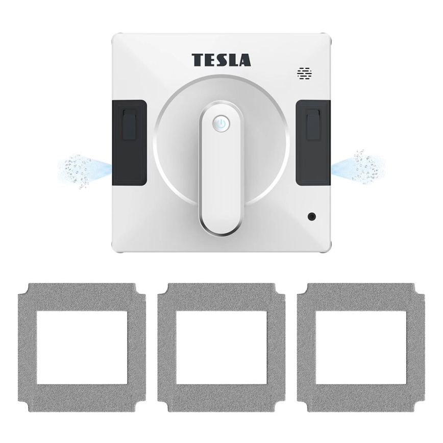 TESLA Electronics RoboStar - Nettoyeur de vitres connecté avec double pulvérisation d'eau 72W/230V/500 mAh Wi-Fi + télécommande