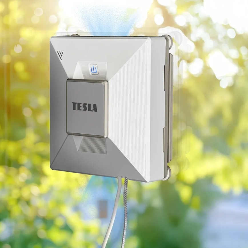 TESLA Electronics RoboStar - Nettoyeur de vitres connecté avec vaporisateur d'eau 72W/230V/650 mAh Wi-Fi + Télécommande