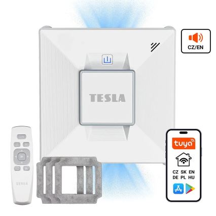 TESLA Electronics RoboStar - Nettoyeur de vitres connecté avec vaporisateur d'eau 72W/230V/650 mAh Wi-Fi + Télécommande