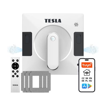 TESLA Electronics RoboStar - Nettoyeur de vitres connecté avec double pulvérisation d'eau 72W/230V/500 mAh Wi-Fi + télécommande
