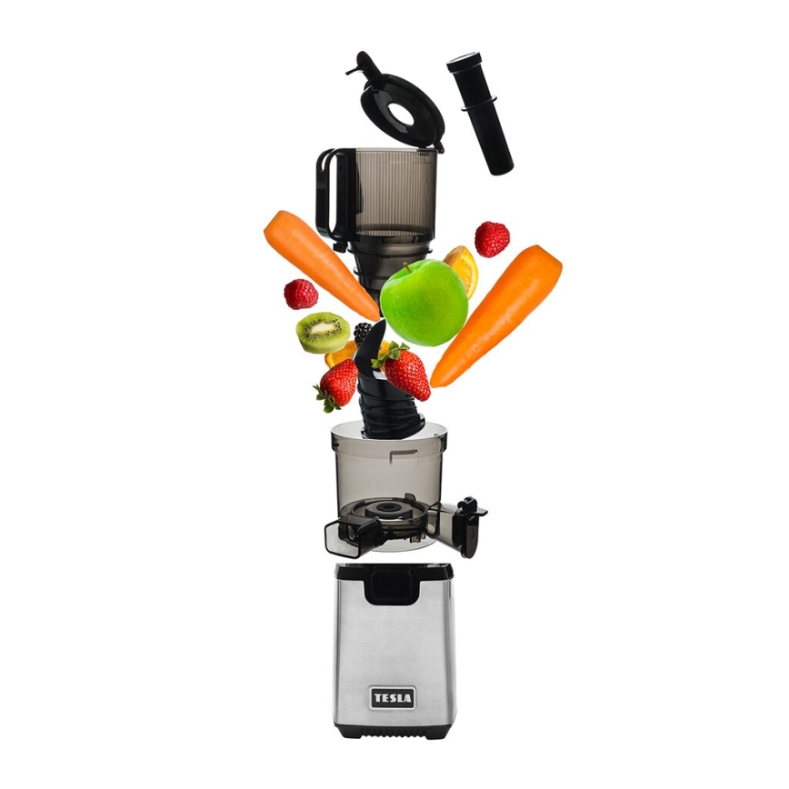 TESLA Electronics SlowJuicer Deluxe - Extracteur de jus lent 250W/230V acier inoxydable/noir
