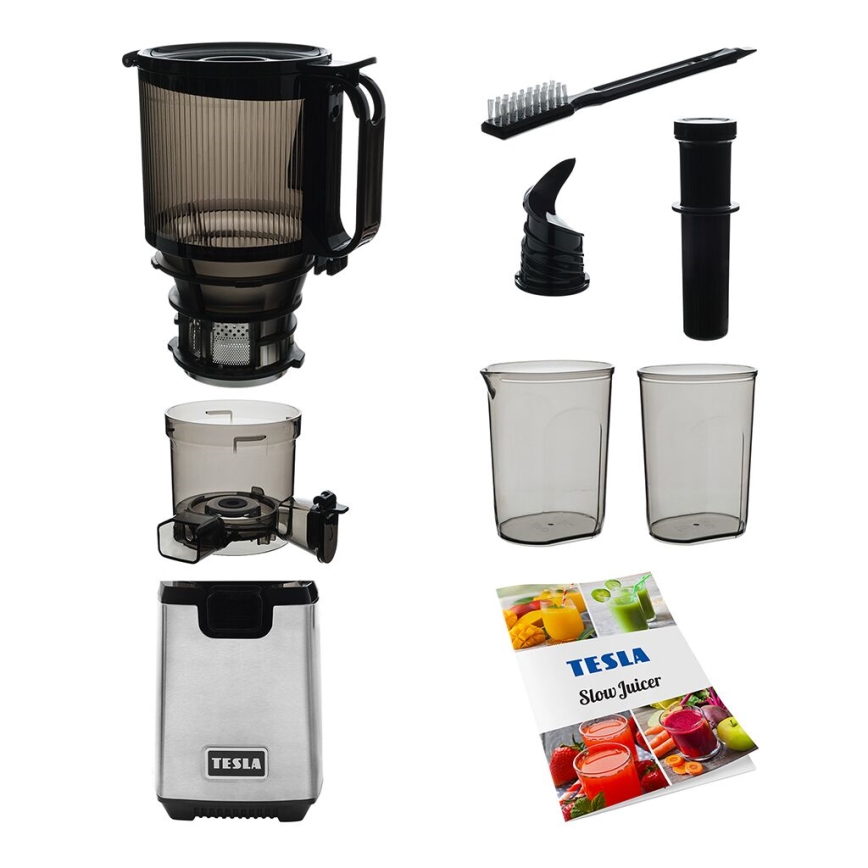 TESLA Electronics SlowJuicer Deluxe - Extracteur de jus lent 250W/230V acier inoxydable/noir