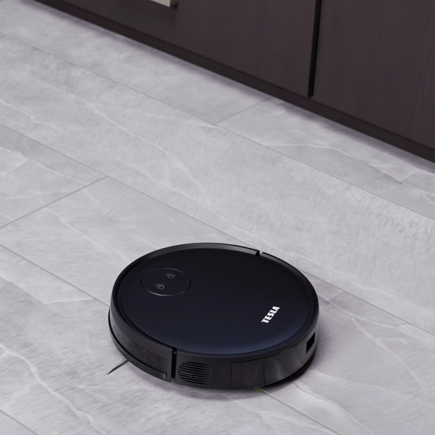 TESLA Smart - Aspirateur robot connecté 2en1 2000 mAh Wi-Fi noir + télécommande