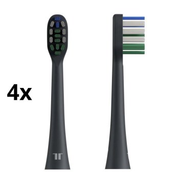 TESLA Smart - LOT 4x Tête de rechange pour brosse à dents sonic TS400 noir