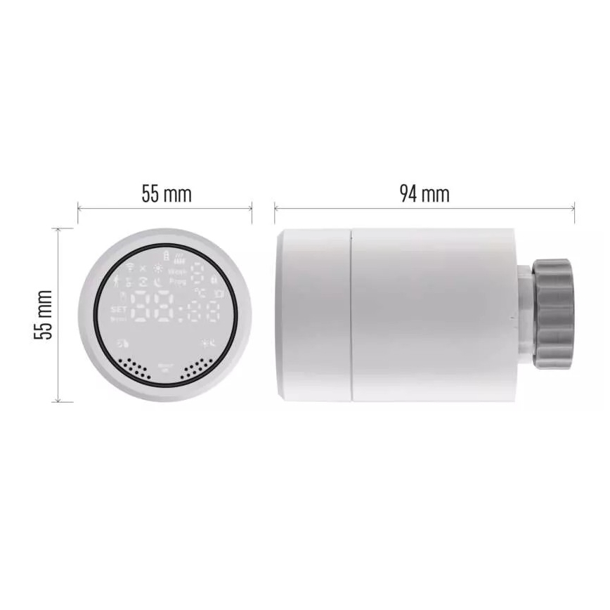 Tête thermostatique connectée avec écran LCD GoSmart M30x1,5 2xAA/1,5V Tuya