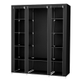 Textilkleiderschrank mit Regalen und Kleiderstange MATIS 150x175x45 cm, schwarz
