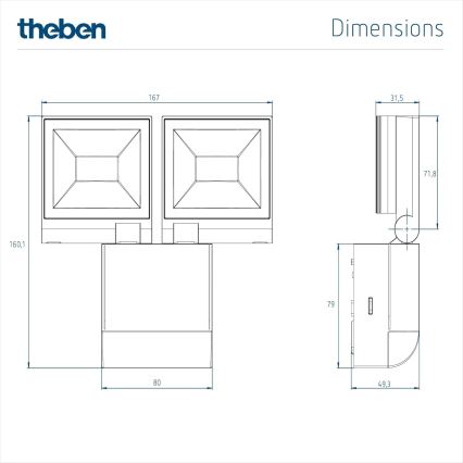 theben - Projecteur mural LED 2xLED/10W/230V blanc IP55