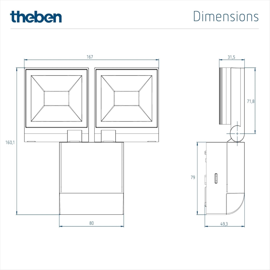 theben - Projecteur mural LED 2xLED/10W/230V blanc IP55