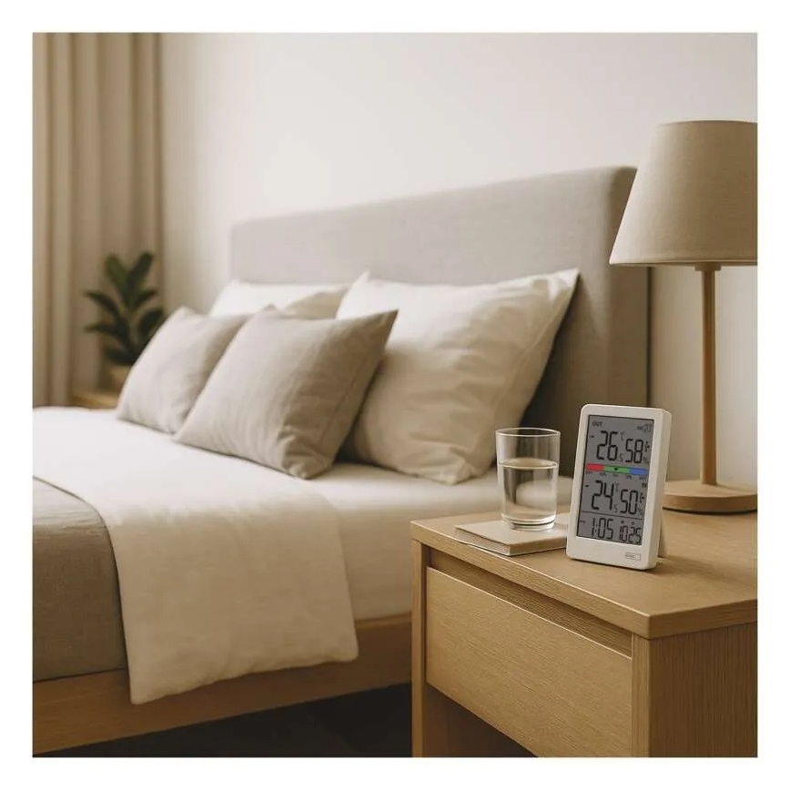 Thermomètre numérique avec hygromètre 2xAAA blanc