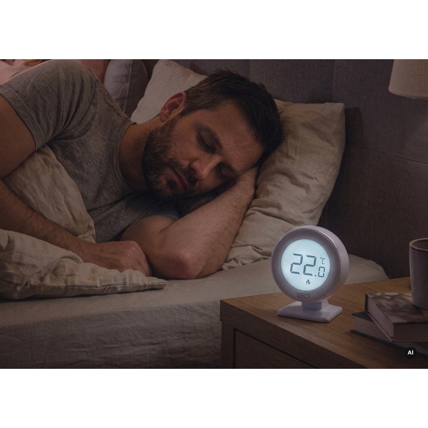 Thermostat d'ambiance manuel sans fil 230 V/16 A, 2x AA, blanc