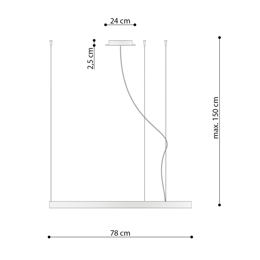 Thoro TH.174 - Lampadario LED a sospensione con filo RIO LED/50W/230V CRI 90 3000K diametro 78 cm oro