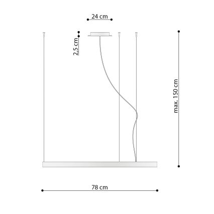 Thoro TH.181 - LED  Lampadario a sospensione con filo RIO LED /50W/230V CRI 95 4000K diametro 78 cm oro