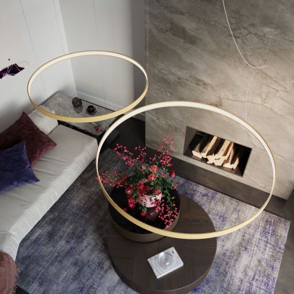 Thoro TH.217 - Lampadario LED a sospensione con filo RIO LED/30W/230V CRI 95 4000K diametro 55 cm oro