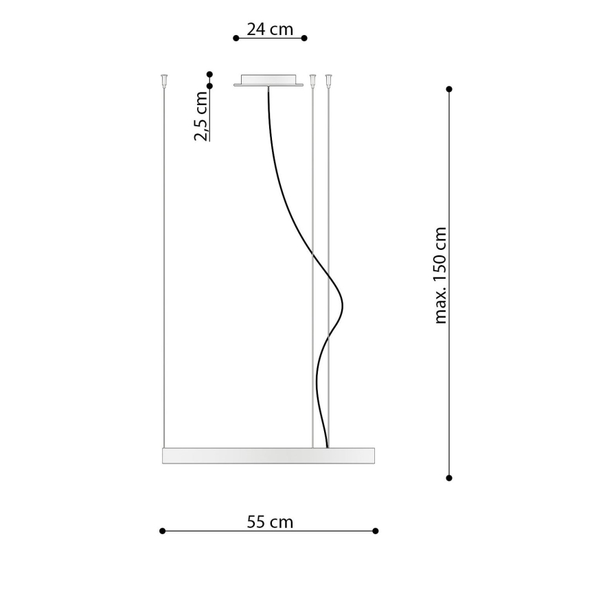 Thoro TH.217 - Lampadario LED a sospensione con filo RIO LED/30W/230V CRI 95 4000K diametro 55 cm oro