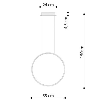 Thoro TH.220 - Lampadario LED a sospensione con filo RIO LED/30W/230V CRI 90 3000K diametro 55 cm oro