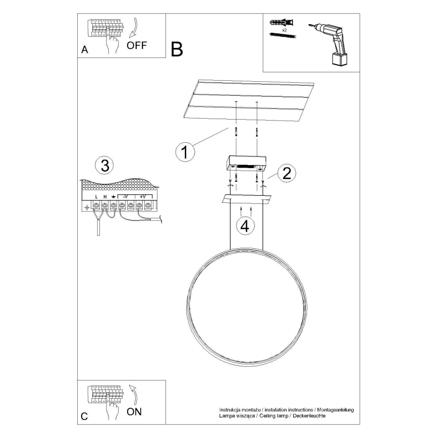 Thoro TH.221 - Suspension filaire RIO LED/30W/230V CRI 95 4000K d. 55 cm doré