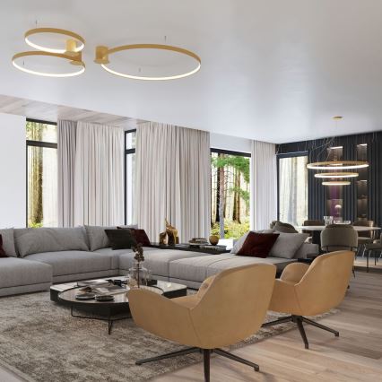 Thoro TH.222 - Plafonnier RIO LED/30W/230V CRI 90 3000K d. 55 cm doré