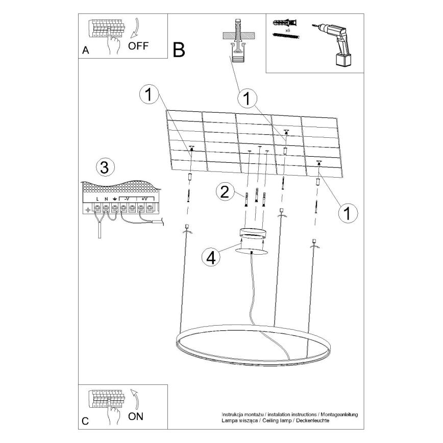 Thoro TH.246 - Lampadario LED a sospensione con filo RIO LED/50W/230V CRI 90 3000K diametro 78 cm oro