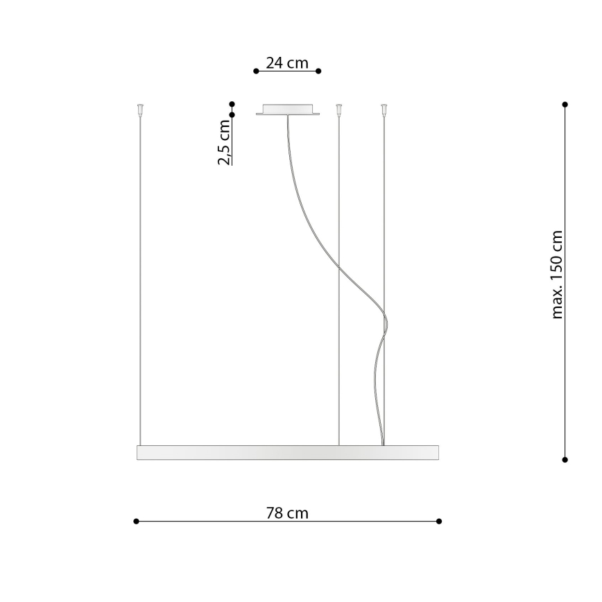 Thoro TH.246 - Suspension filaire RIO LED/50W/230V CRI 90 3000K d. 78 cm doré