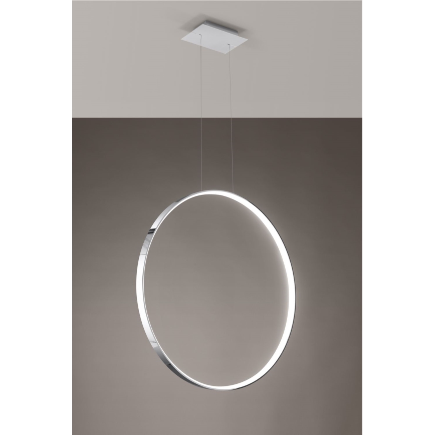 Thoro TH.249 - Lampadario LED a sospensione con filo RIO LED/50W/230V CRI 90 4000K diametro 78 cm cromo lucido
