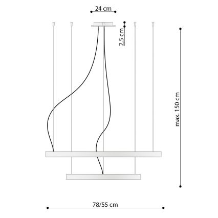 Thoro TH.268 - Lampadario LED a sospensione con filo RIO LED/80W/230V CRI 95 4000K oro