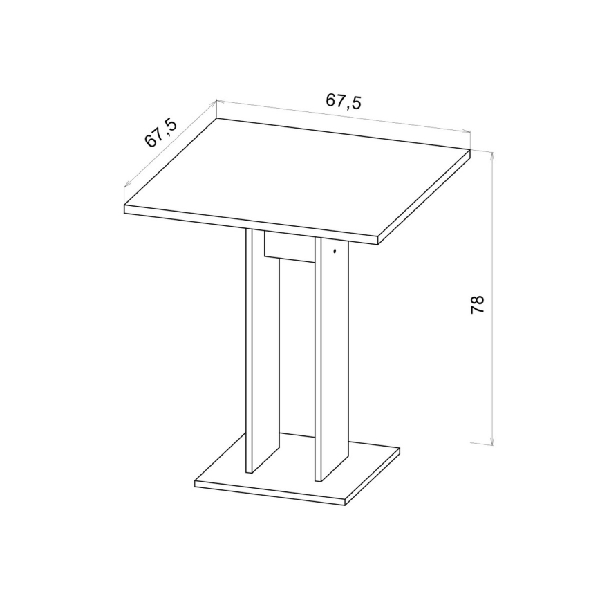 Tisch STRAPO 68x68 cm Wotan-Eiche