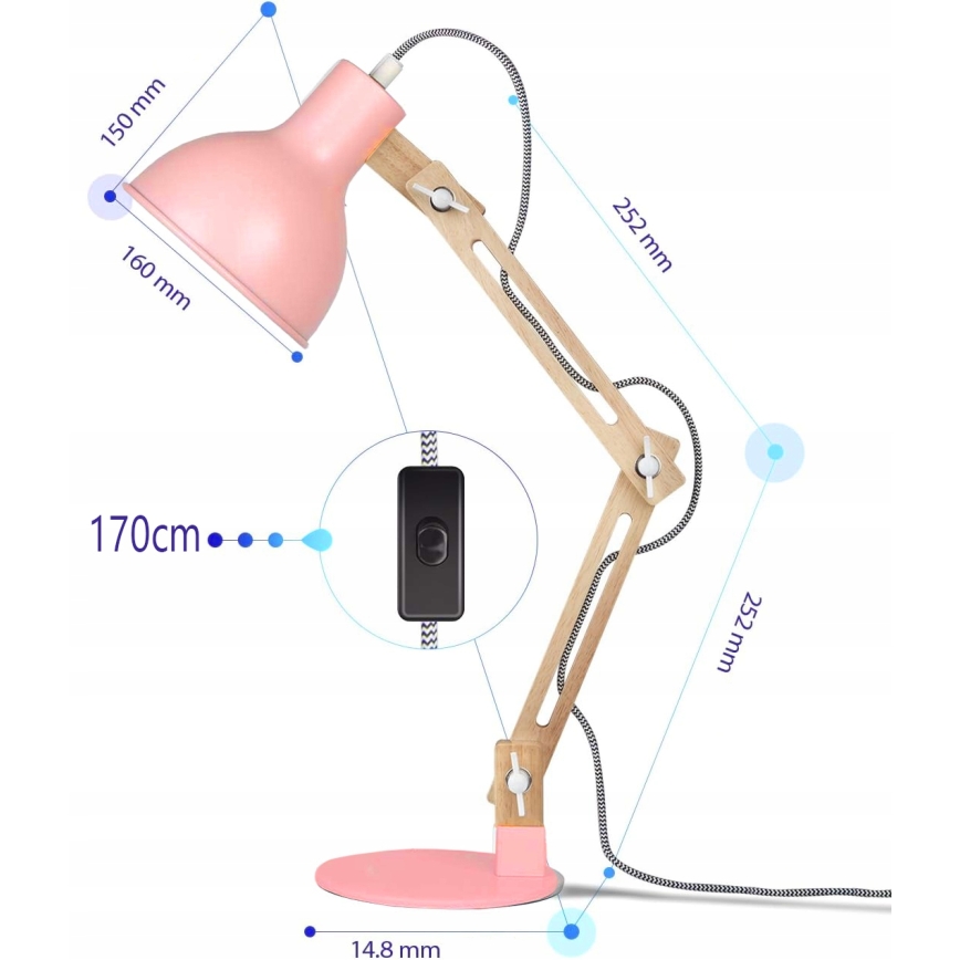 Tischlampe 1xE27/40W/230V rosa