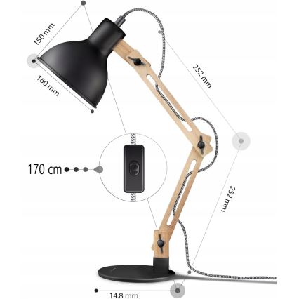 Tischlampe 1xE27/40W/230V schwarz