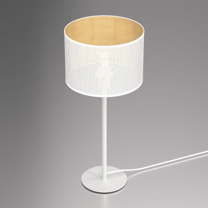 Tischlampe LOFT SHADE 1xE27/60W/230V Ø 25 cm weiß/gold