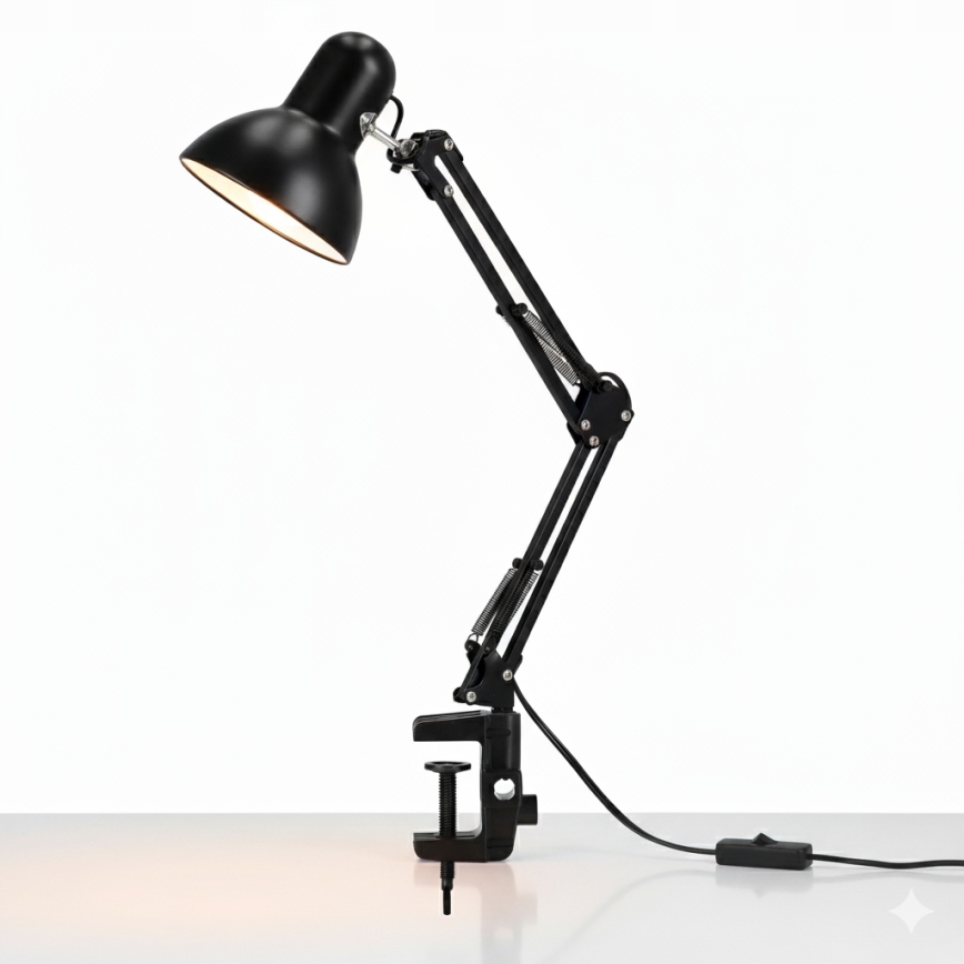 Tischlampe mit Klemme 1xE27/60W/230V schwarz