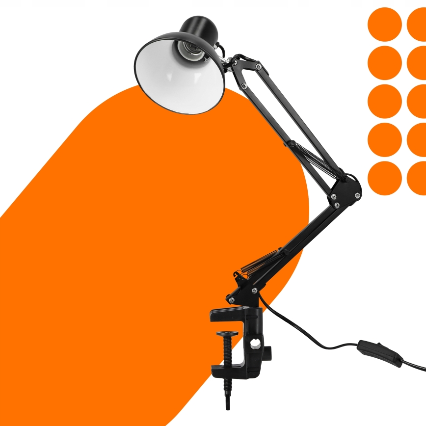 Tischlampe mit Klemme 1xE27/60W/230V schwarz