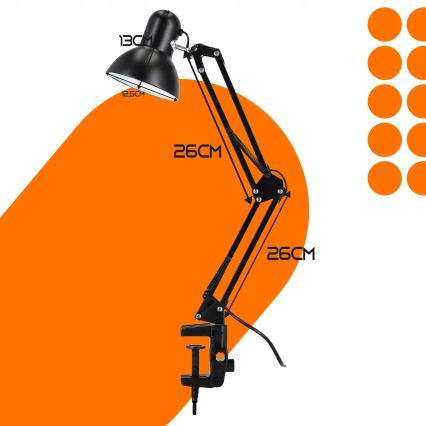 Tischlampe mit Klemme 1xE27/60W/230V schwarz