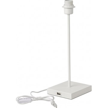 Tischlampe mit USB-Anschluss 1xE27/15W/230V weiß