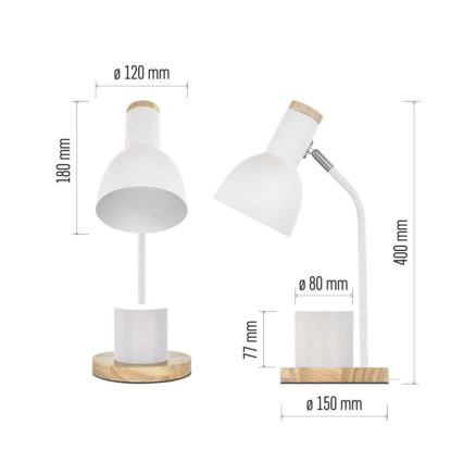 Tischlampe POPPY 1xE27/25W/230V weiß