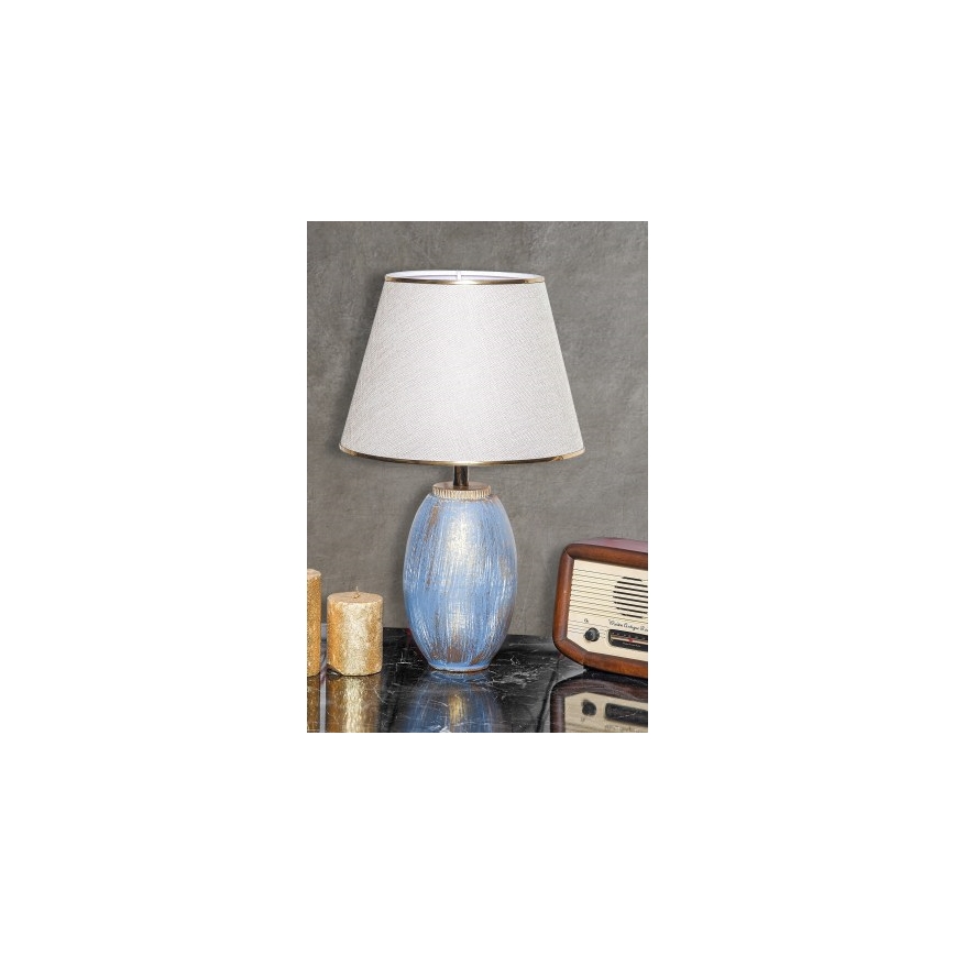 Tischlampe RAMZES 1xE27/40W/230V cremefarben/blau