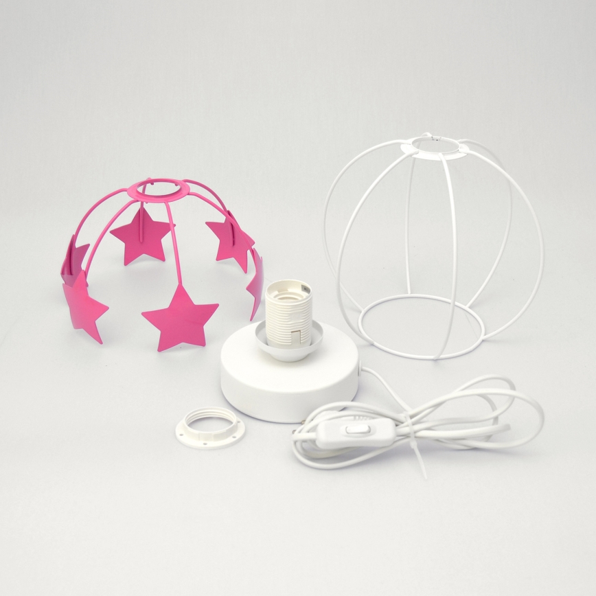 Tischleuchte für Kinder STARS 1xE27/15W/230V rosa/weiß