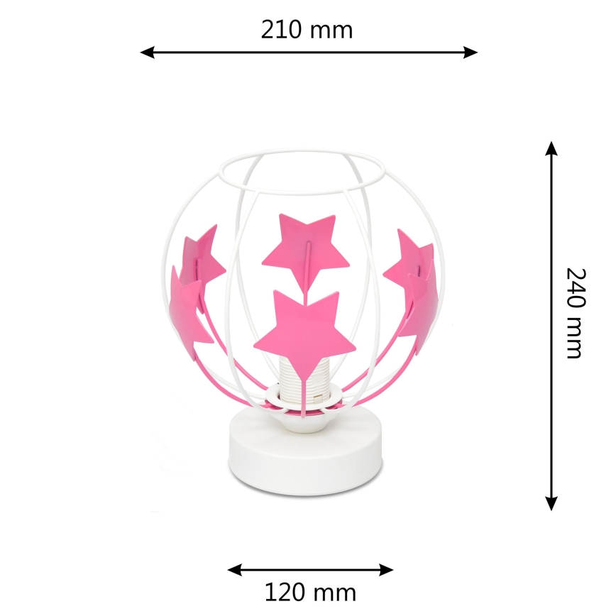 Tischleuchte für Kinder STARS 1xE27/15W/230V rosa/weiß