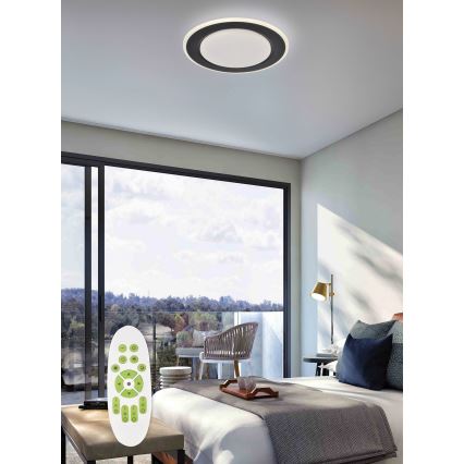 Top Light - Dimmbare LED-Deckenleuchte NORMAN LED/51W/230V d 39 cm schwarz + Fernbedienung