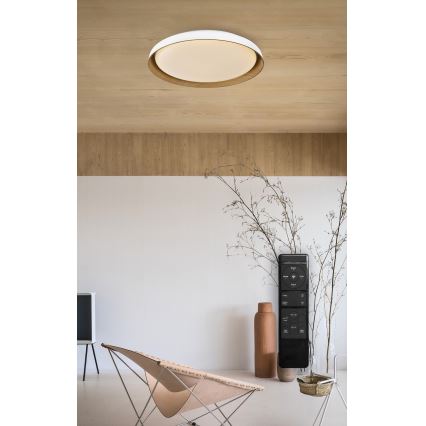 Top Light - Dimmbare LED-Deckenleuchte SATELLITE LED/36W/230V 3000-6500K d 43 cm weiß/braun + Fernbedienung