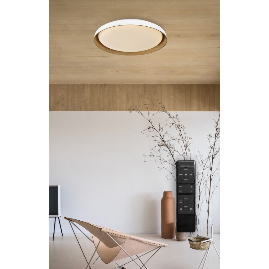 Top Light - Dimmbare LED-Deckenleuchte SATELLITE LED/36W/230V 3000-6500K d 43 cm weiß/braun + Fernbedienung