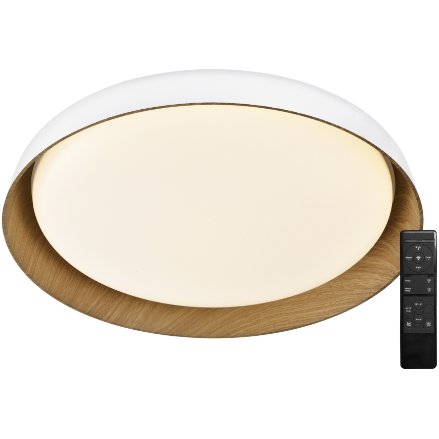 Top Light - Dimmbare LED-Deckenleuchte SATELLITE LED/36W/230V 3000-6500K d 43 cm weiß/braun + Fernbedienung