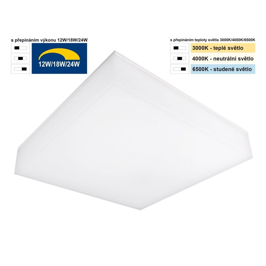 Top Light - Dimmbare LED-Decken-/Wandleuchte BOXTER LED/12/18/24W/230V IP54 3000/4000/6500K 28x28 cm