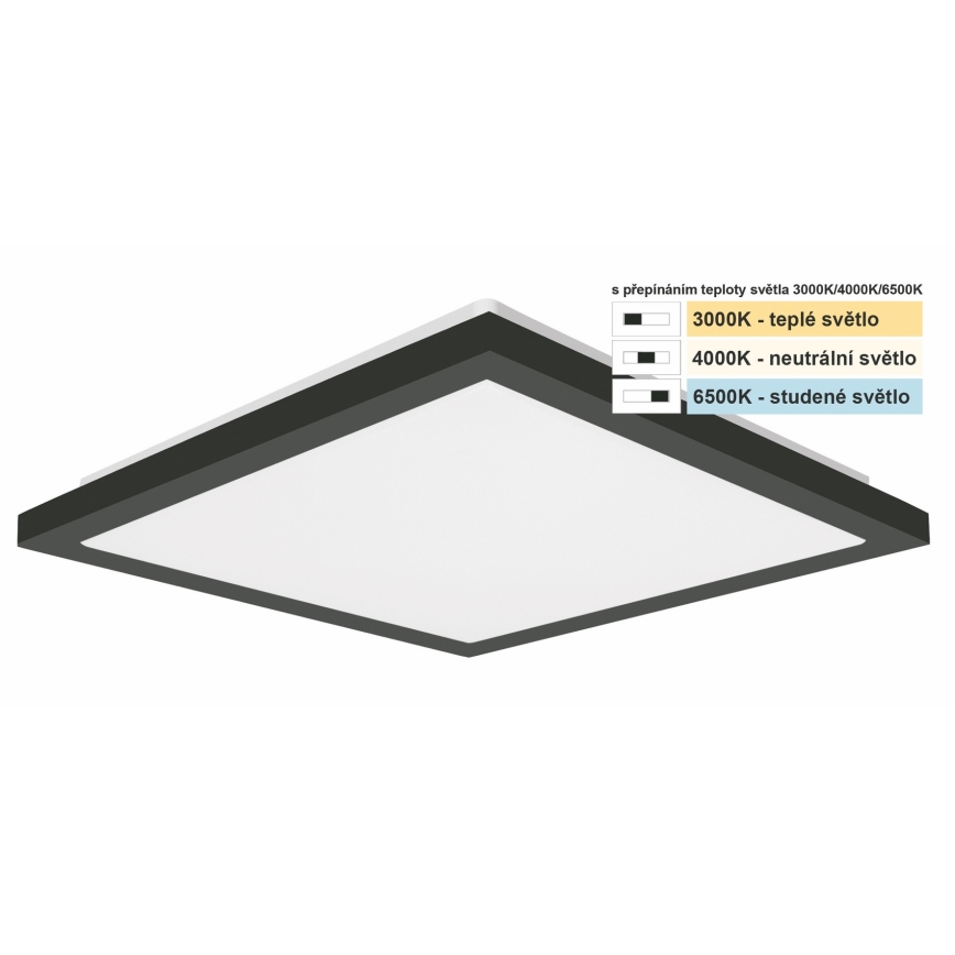 Top Light - LED-Deckenleuchte für Badezimmer ONYX LED/10W/230V IP44 3000/4000/6500K 28x28 cm schwarz