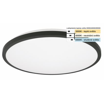 Top Light - LED-Deckenleuchte für Badezimmer ONYX LED/10W/230V IP44 3000/4000/6500K d 29 cm schwarz