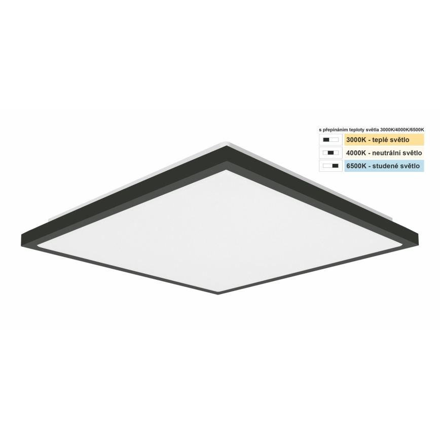 Top Light - LED-Deckenleuchte für Badezimmer ONYX LED/24W/230V IP44 3000/4000/6500K 38x38 cm schwarz
