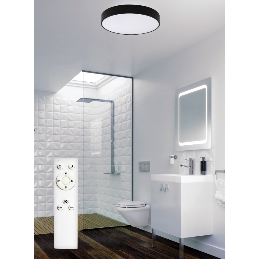 Top Light - Dimmbare LED-Deckenleuchte für Badezimmer PETAL LED/48W/230V IP44 3000-6500K d 48 cm schwarz + Fernbedienung