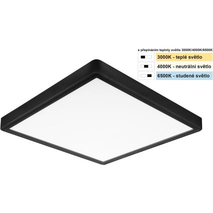 Top Light - LED-Deckenleuchte REVIT LED/24W/230V 3000/4000/6500K 30x30 cm schwarz