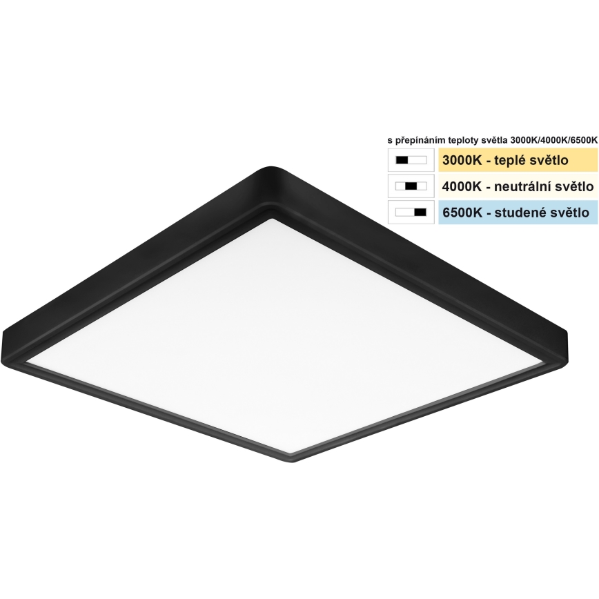 Top Light - LED-Deckenleuchte REVIT LED/24W/230V 3000/4000/6500K 30x30 cm schwarz