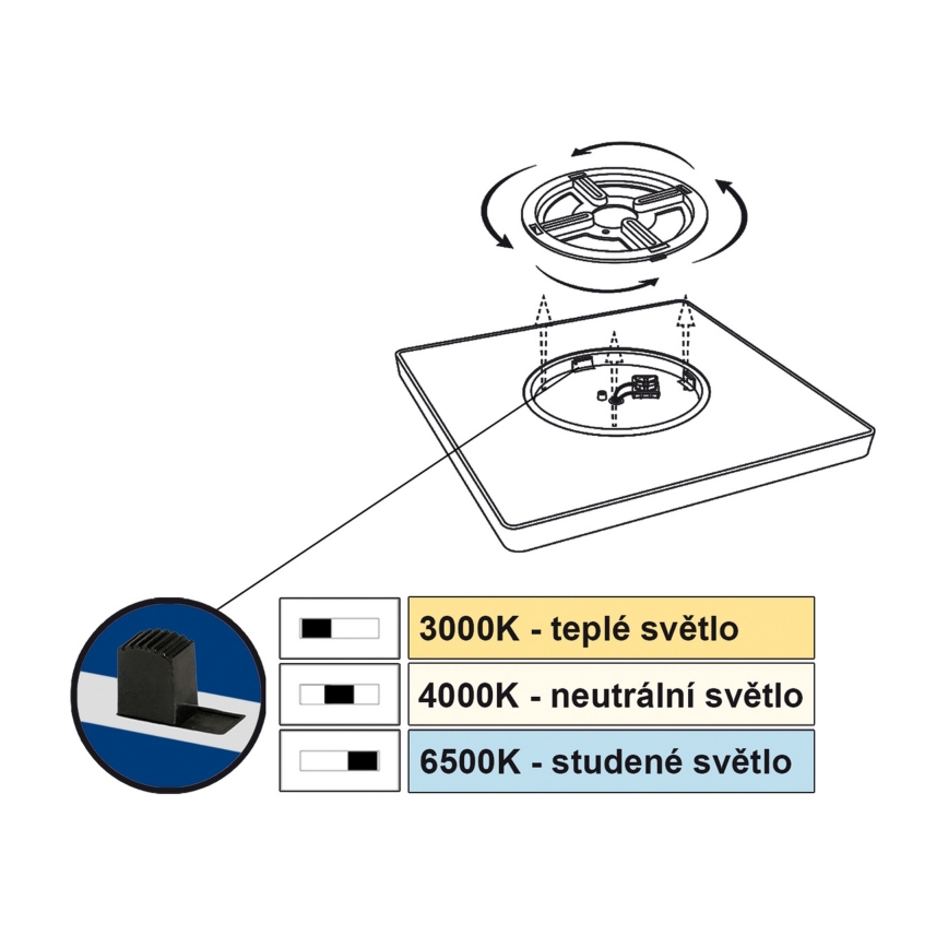 Top Light - LED-Deckenleuchte REVIT LED/24W/230V 3000/4000/6500K 30x30 cm weiß